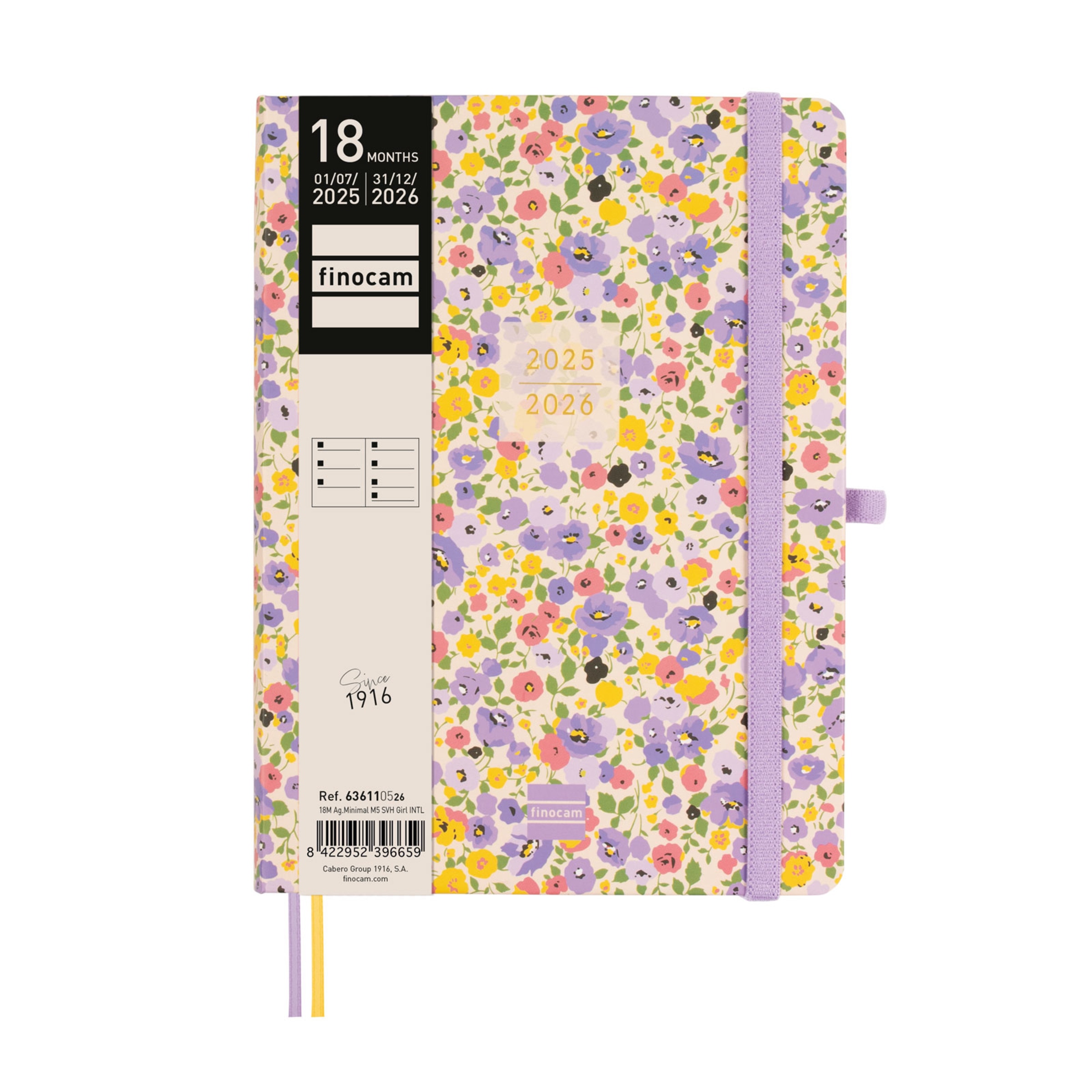 Agenda 18 meses julho 2025-dezembro 2026 Mínimal M5-140x190 mm vista semanal horizontal Girl Finocam internacional multilingue Multicolor-2