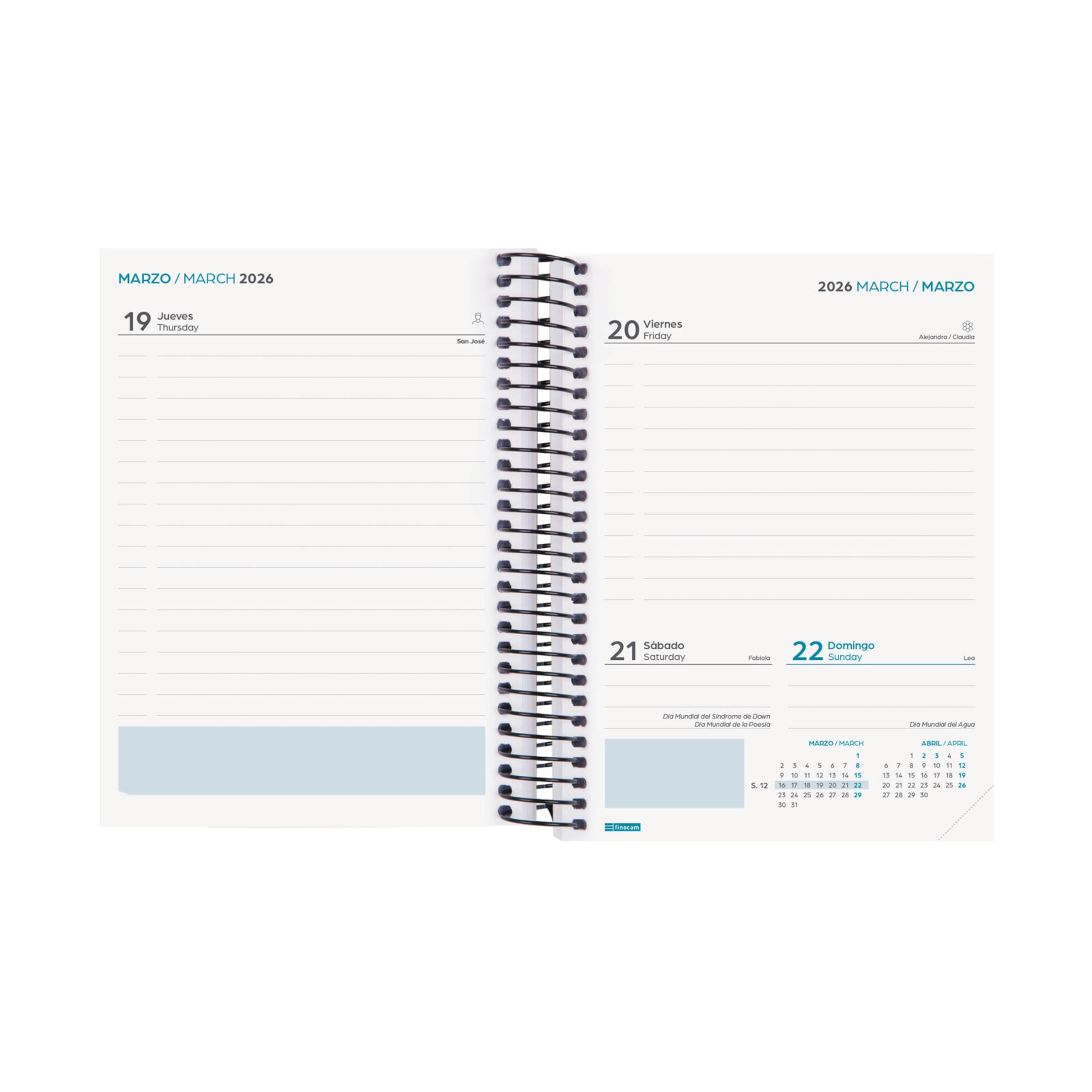 Agenda curso 2025-2026 1/8-120x164 1 día página Finocam negro multilingüe Negro-2