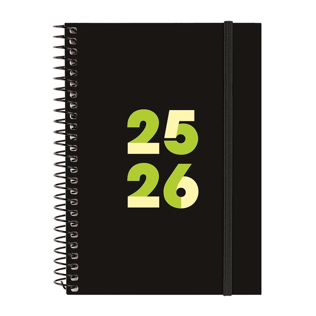 Imagem 0 de Agenda curso 2025-2026 1/8-120x164 semana vista horizontal Finocam preto multilingue