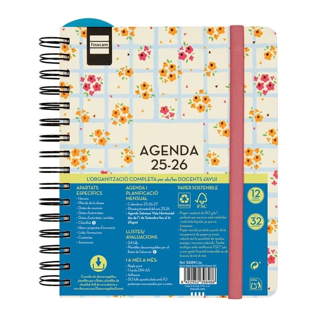 Imagen 0 de Agenda para el docente curso 2025-2026 Magistral 1/4-155x212 mm semana vista horizontal Flowers Finocam catalán