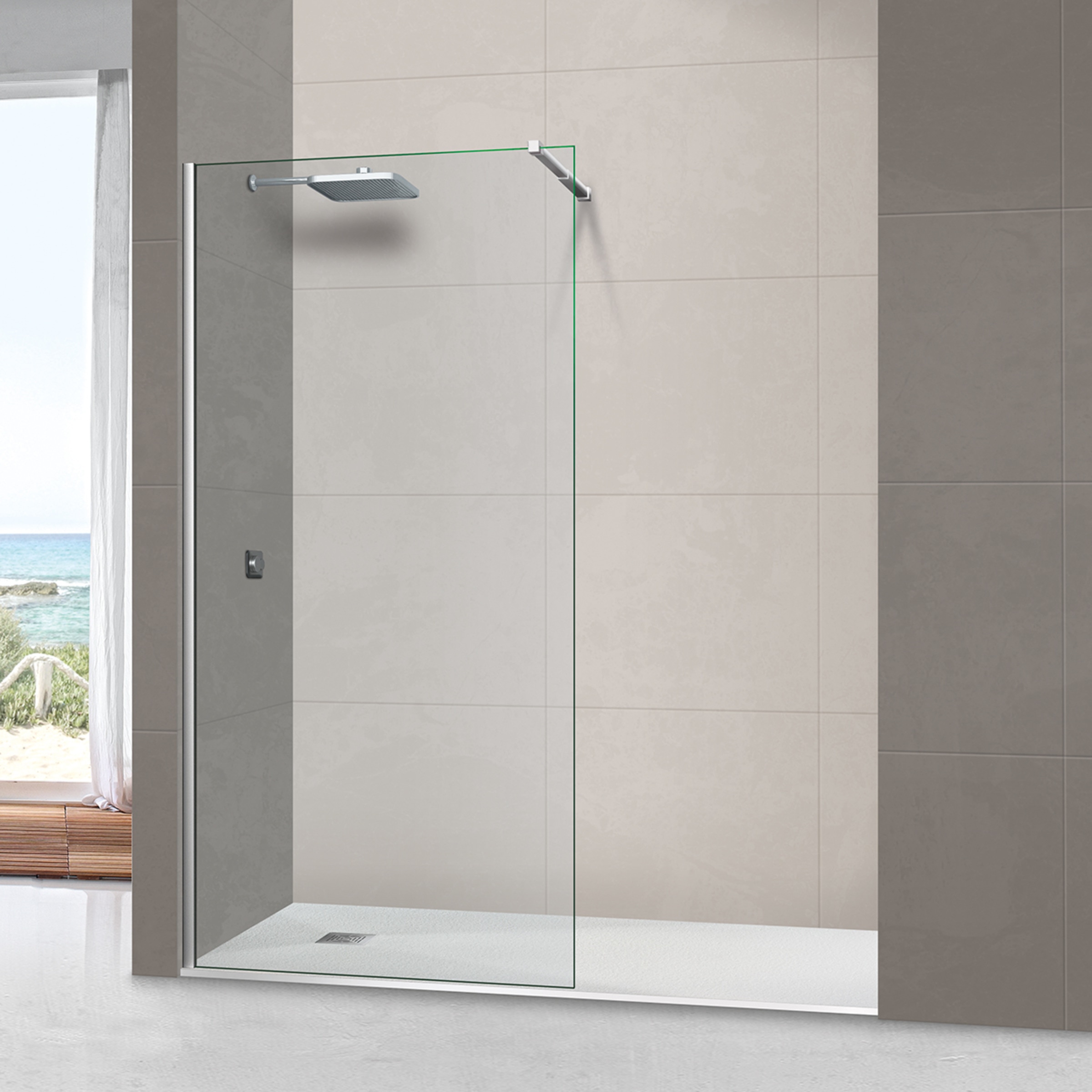 Mampara de ducha con panel fijo Módena-8 CC Ibermampara Cromo-1
