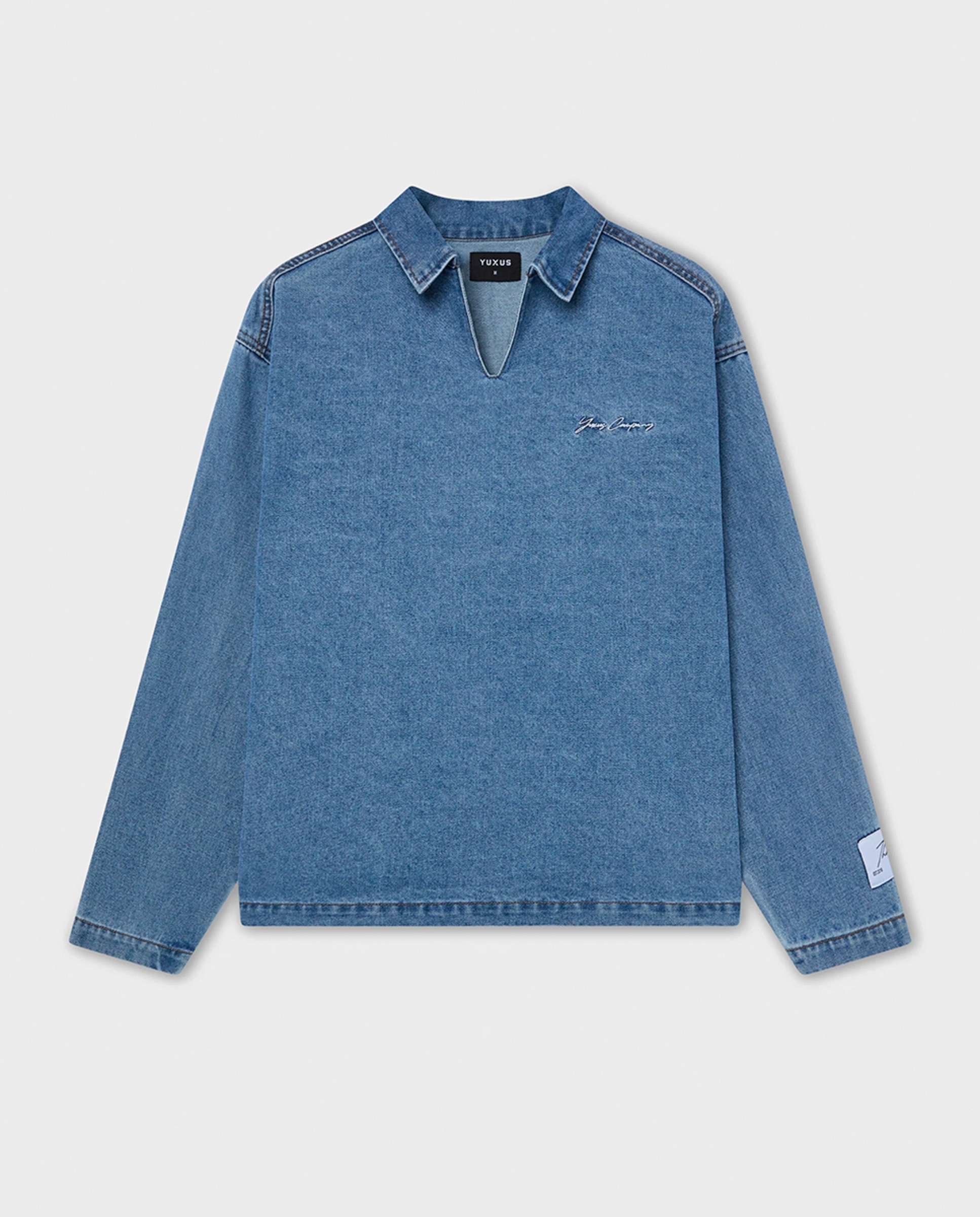 Polo de Ganga com Manga Comprida Azul-1