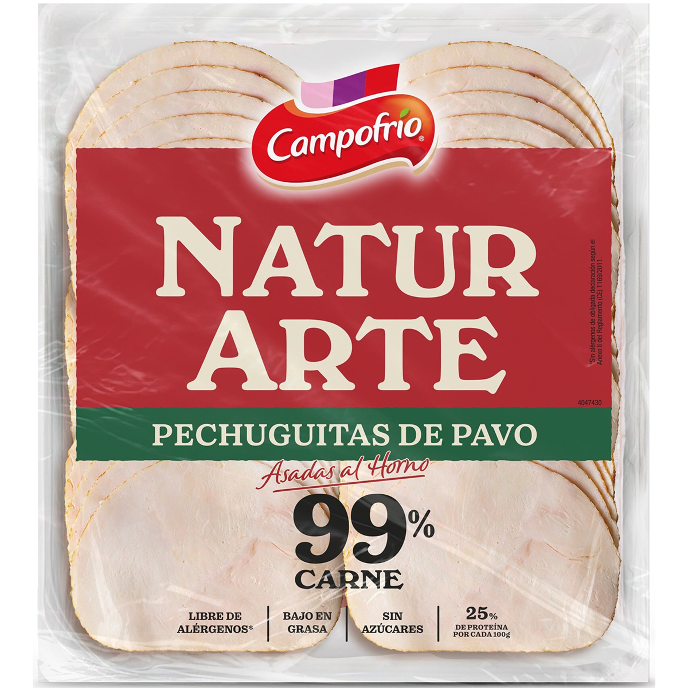 NaturArte pechuguitas de pavo en lonchas asadas al horno 99% carne bajo en grasa envase 90 g sin azúcares