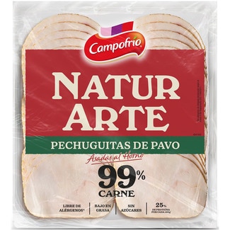 NaturArte pechuguitas de pavo en lonchas asadas al horno 99% carne bajo en grasa envase 90 g sin azúcares - Campofrio