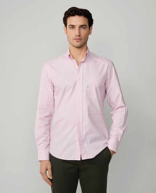 Imagem 0 de Camisa Regular de Popelina de Algodão aos Quadrados