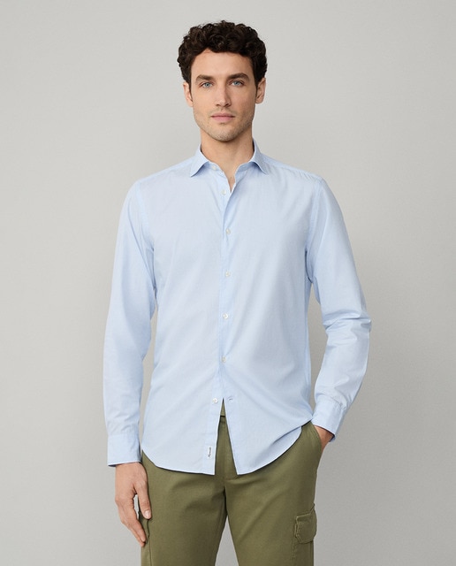 Imagem 0 de Camisa Regular de Popelina de Algodão às Riscas Finas