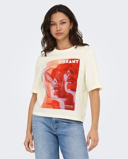 Imagen 0 de Camiseta de mujer estampado gráfico oversize