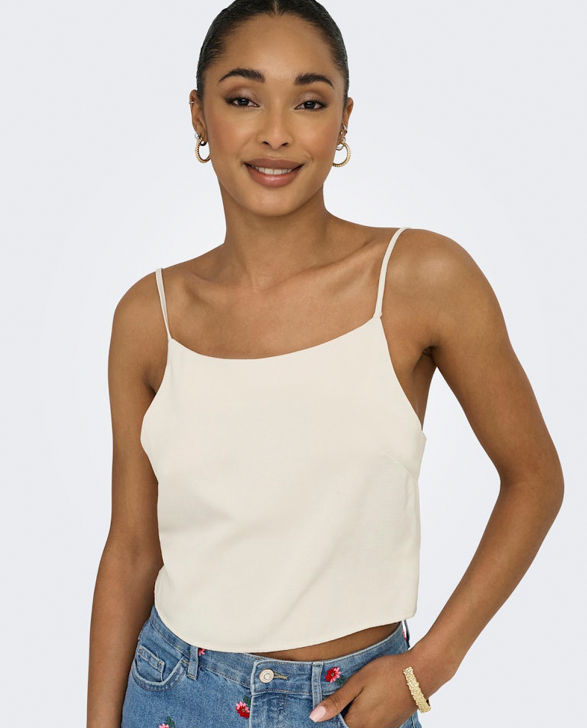 Top Fluido com Alças Finas Cinzento-4