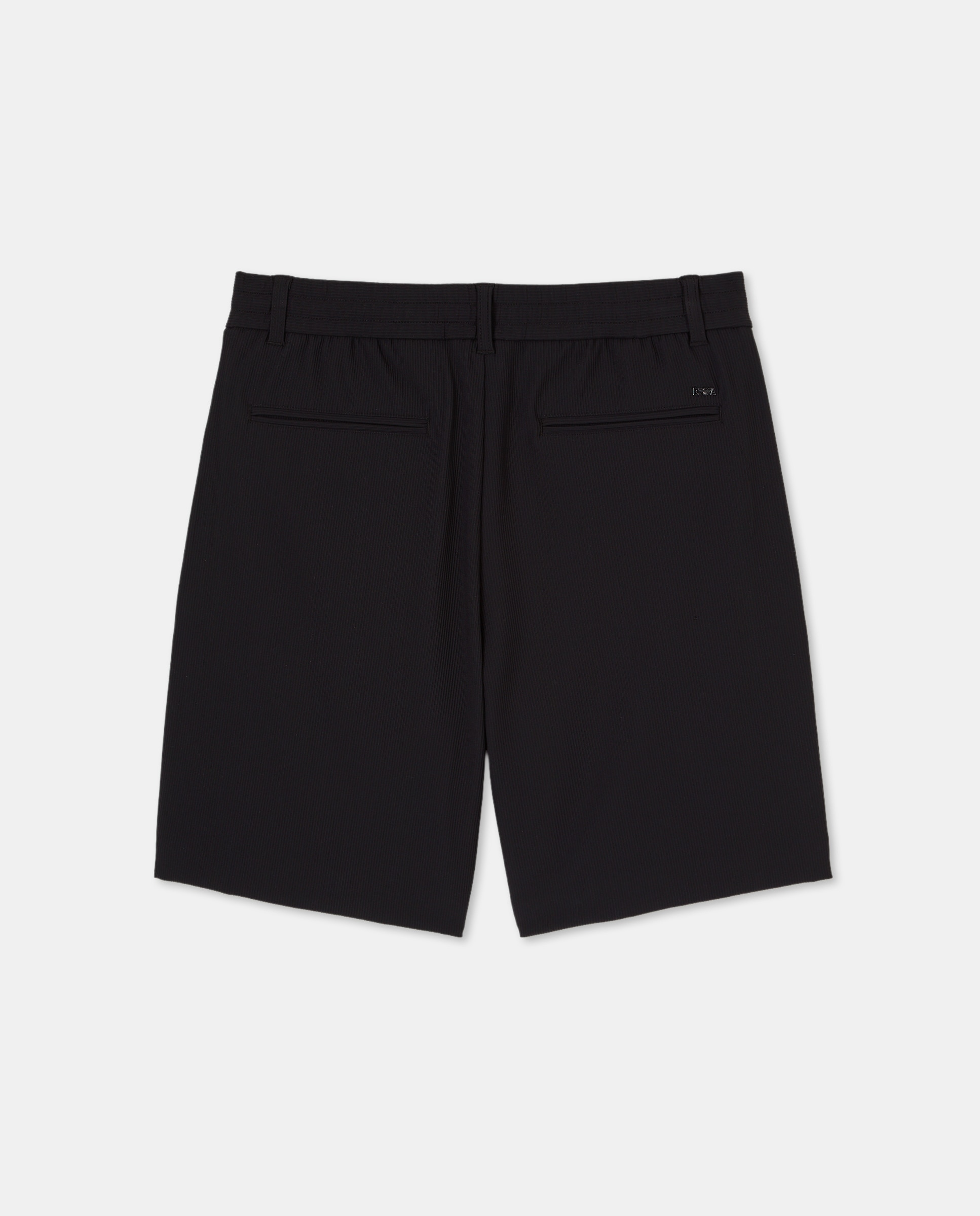 Bermudas Regular em Tecido de Malha Elástica Preto-2