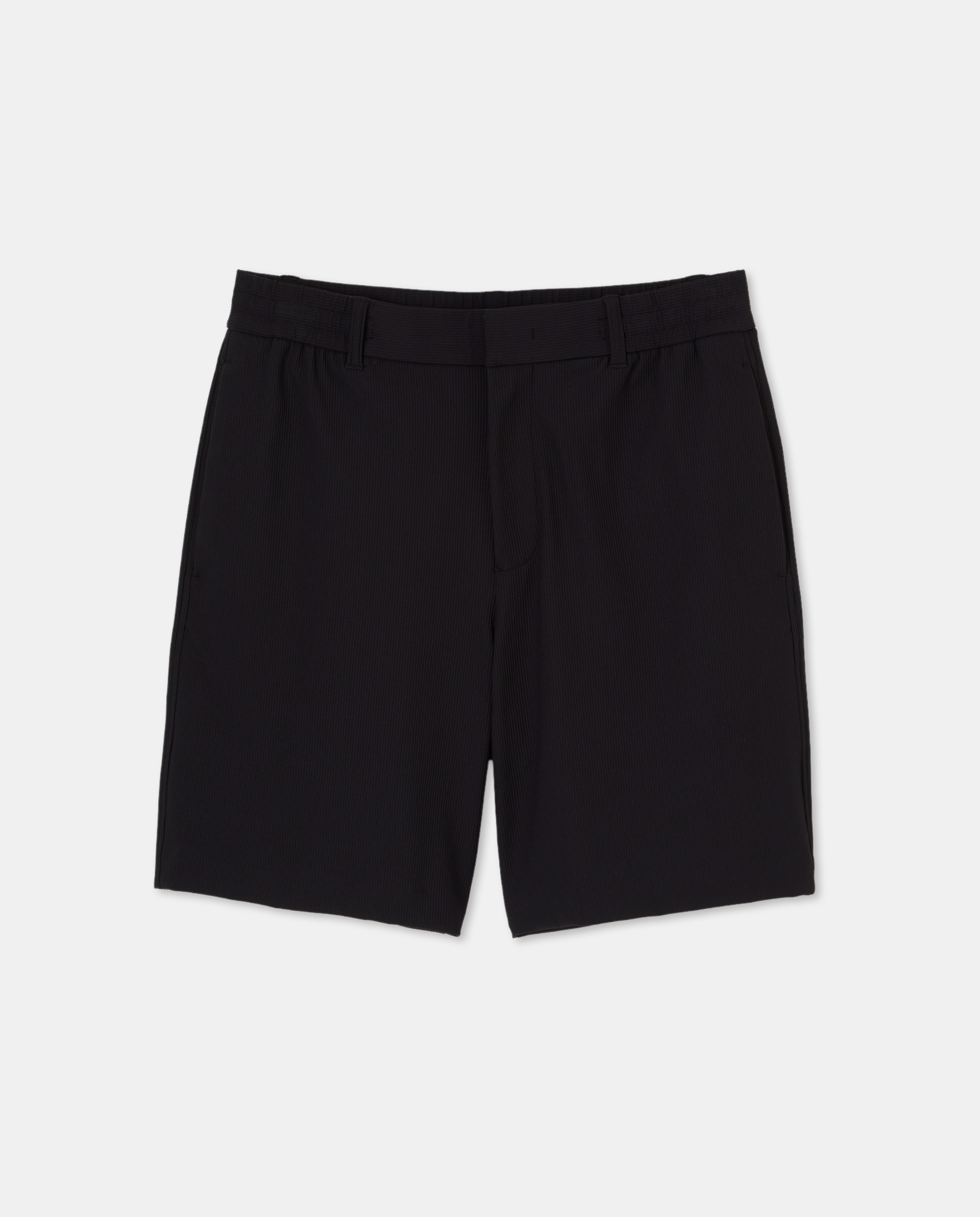 Bermudas Regular em Tecido de Malha Elástica Preto-1