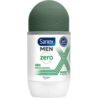 desodorante roll-on Zero% Respect & Control 48h envase 50 ml 0% alcohol y sales aluminio - Sanex Men