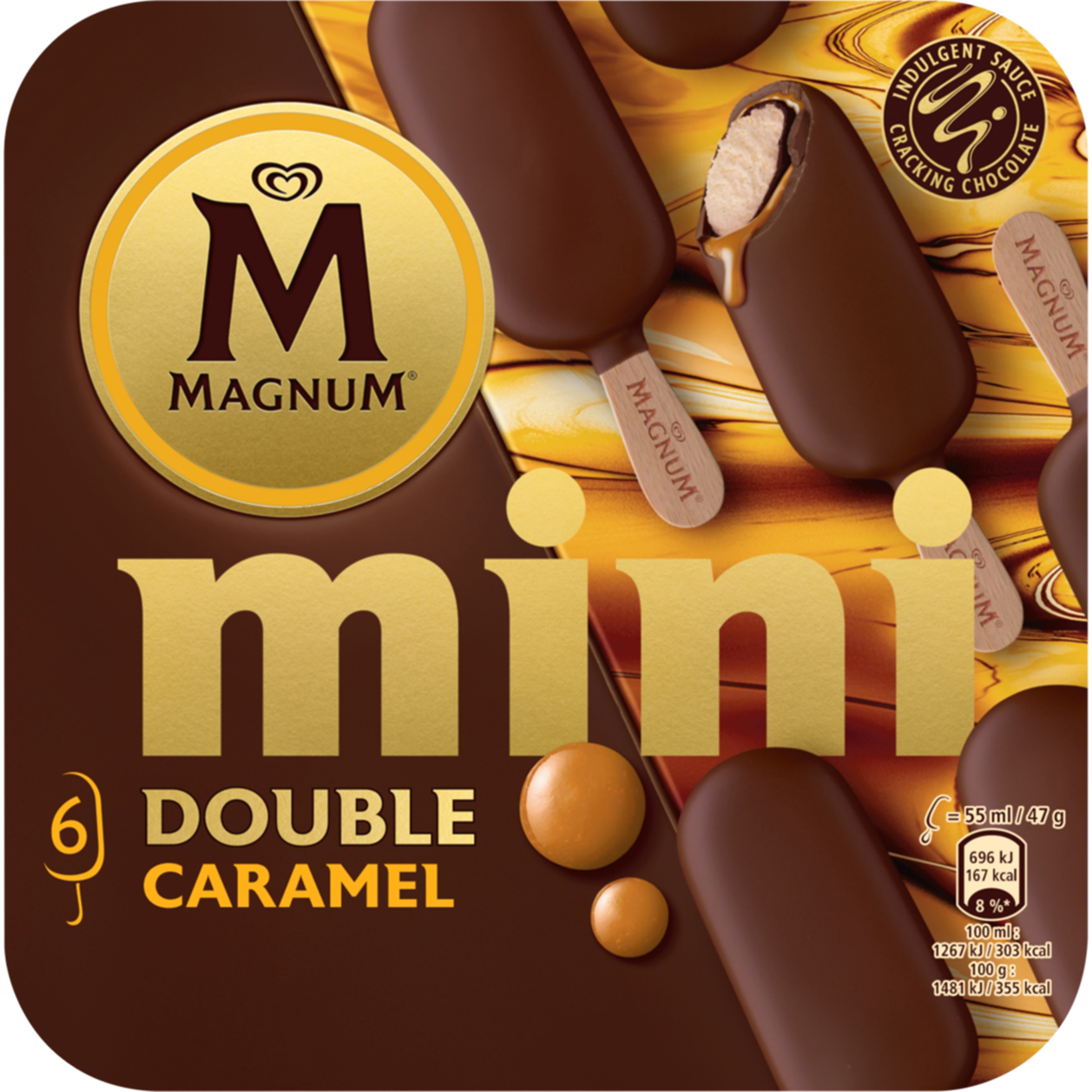 Mini Gelados Double Caramelo Pack 6 unidades embalagem 360 ml
