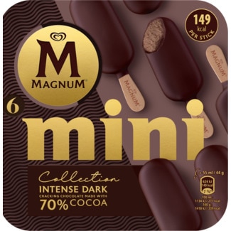 Mini Gelados de Chocolate 70% Preto Intenso Pack 6 embalagem 330 ml - Magnum