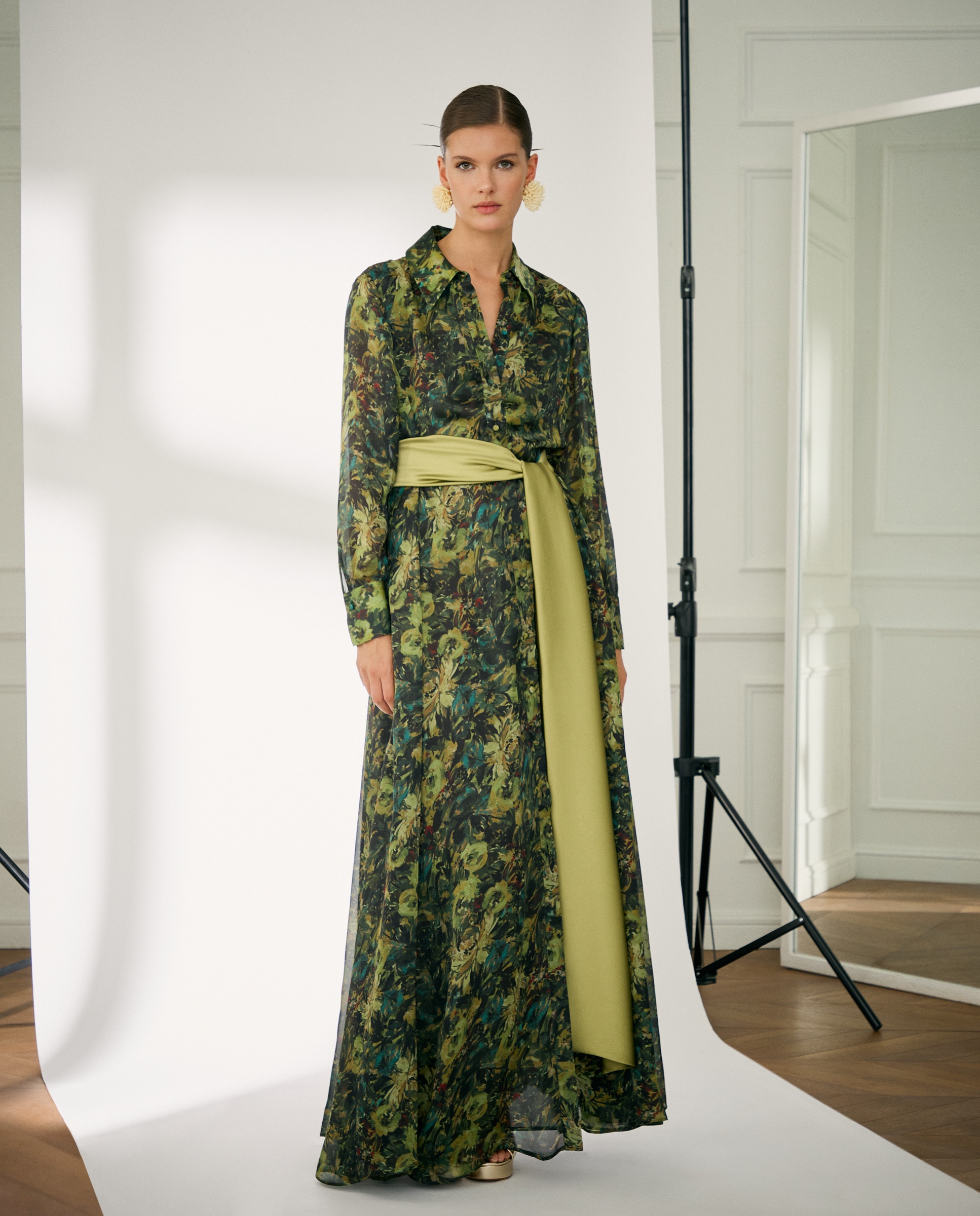Vestido Comprido Tipo Camiseiro Verde-1