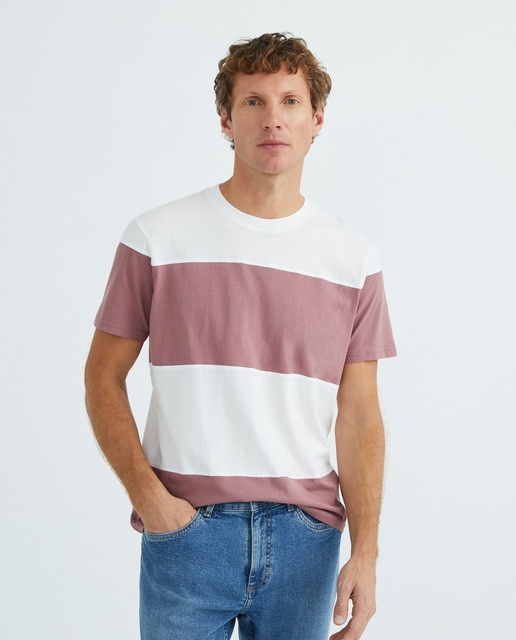 Imagen 0 de Camiseta de hombre manga corta cuello redondo rayas