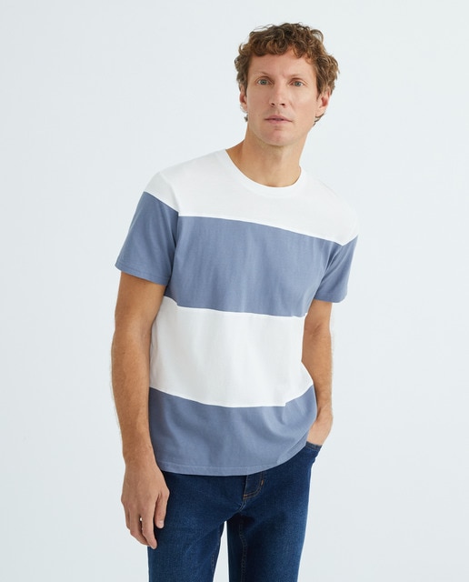 Imagen 0 de Camiseta de hombre manga corta cuello redondo rayas