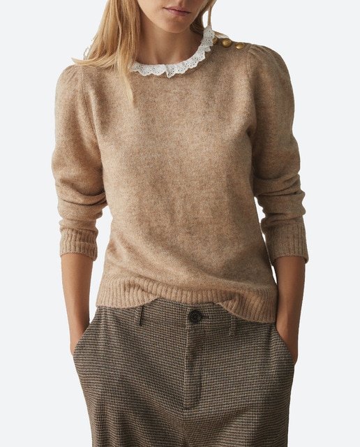 Imagen 0 de Jersey de manga larga con cuello romántico de mujer