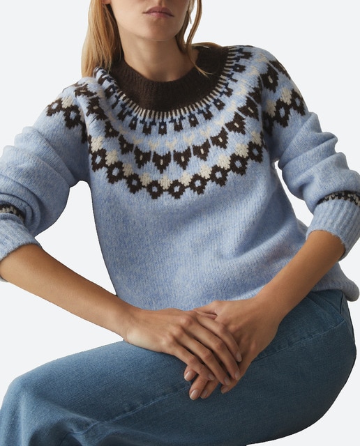 Imagen 0 de Jersey de mujer jacquard con cuello caja