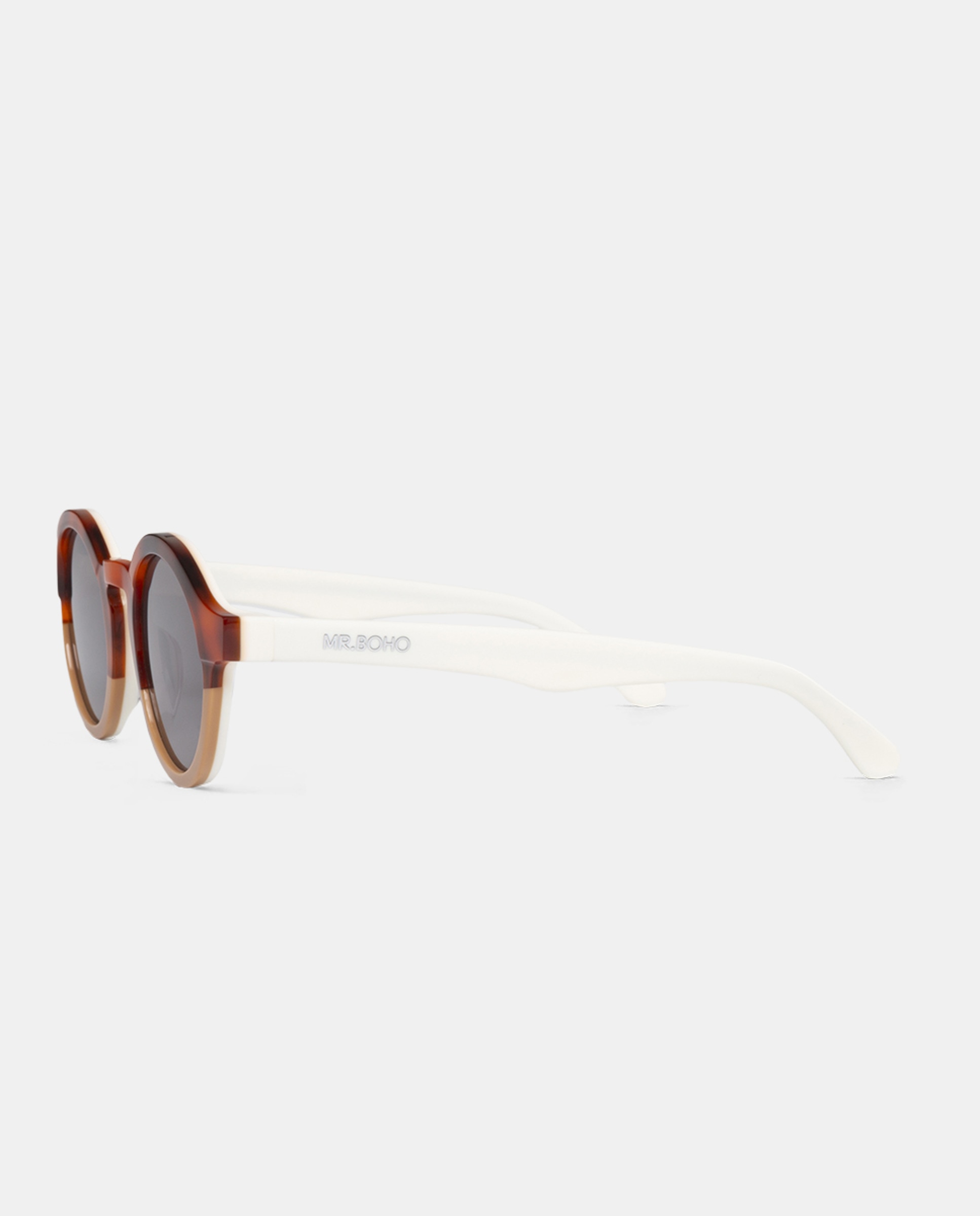 Óculos de sol unissexo Mr. Boho redondos com armação estampada castanha Multicolor-2