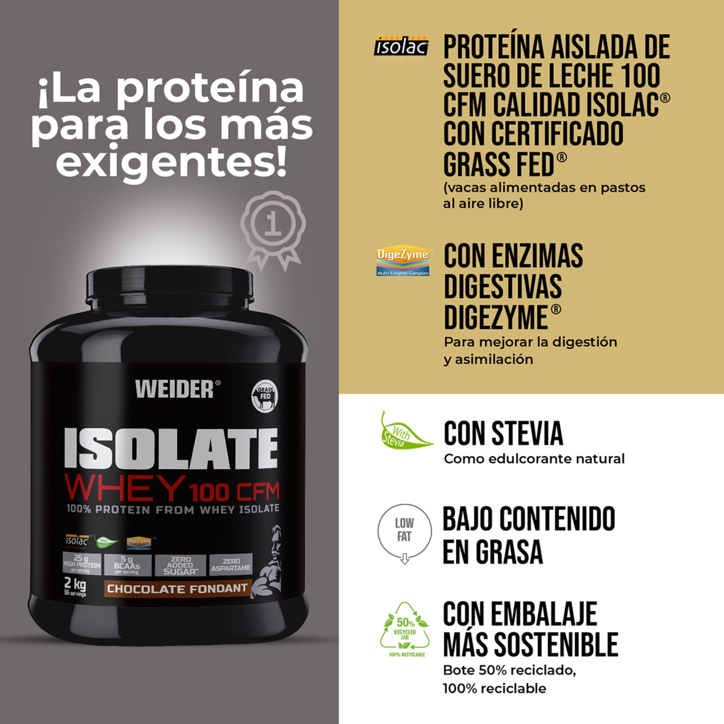 Proteína Isolate Whey 100 CFM 2 kg Chocolate fondant Weider 4