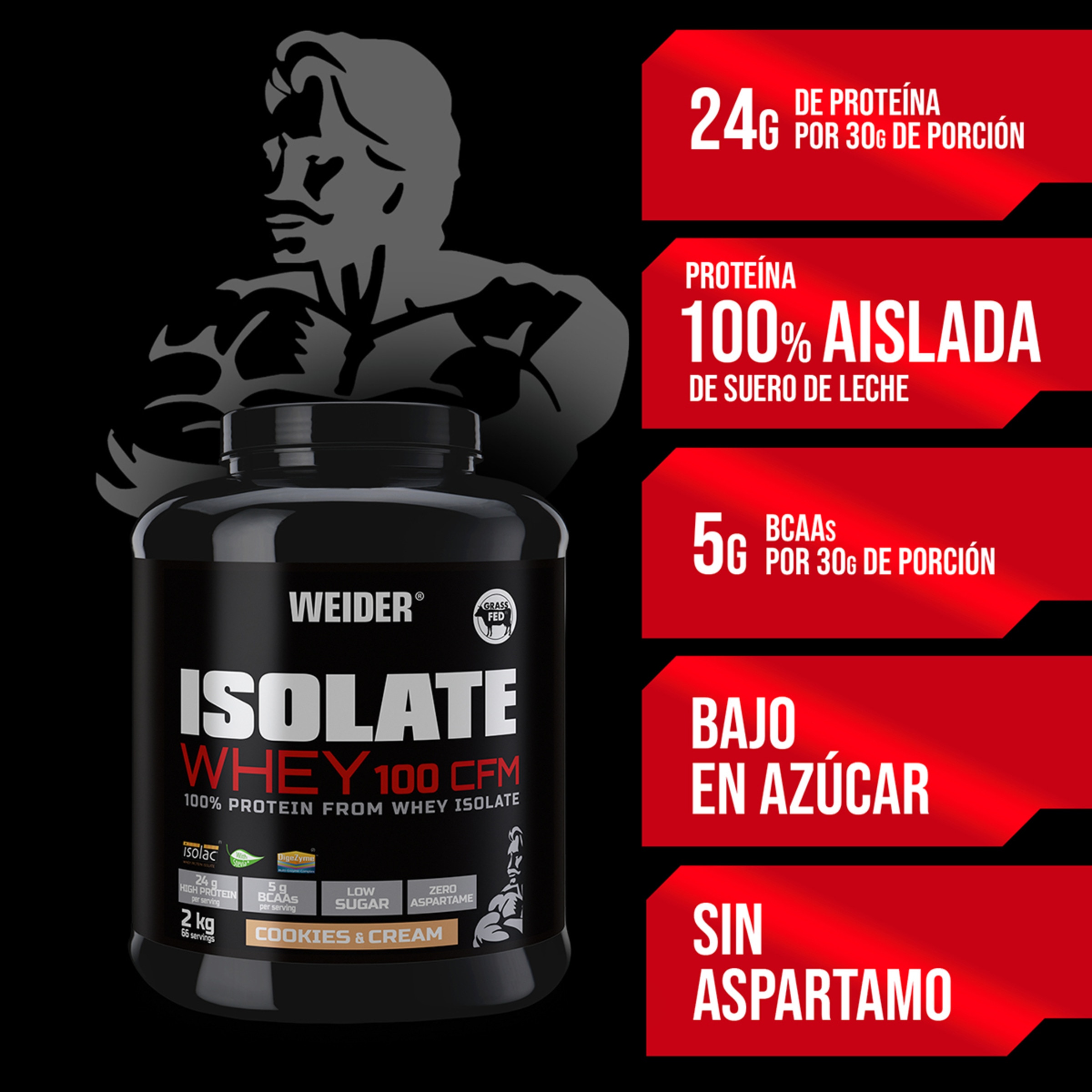 Proteína Isolate Whey 100 CFM 2 kg Cookies & Cream Weider 3