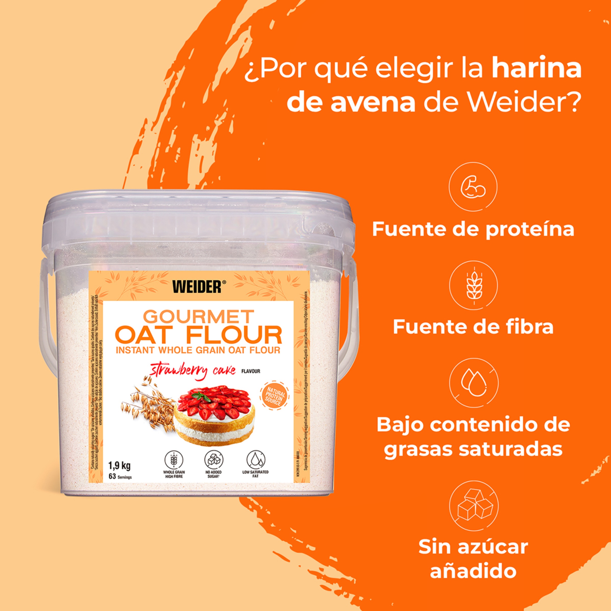 Gourmet Oat Flour Sabor Tarte de Morango Weider 3