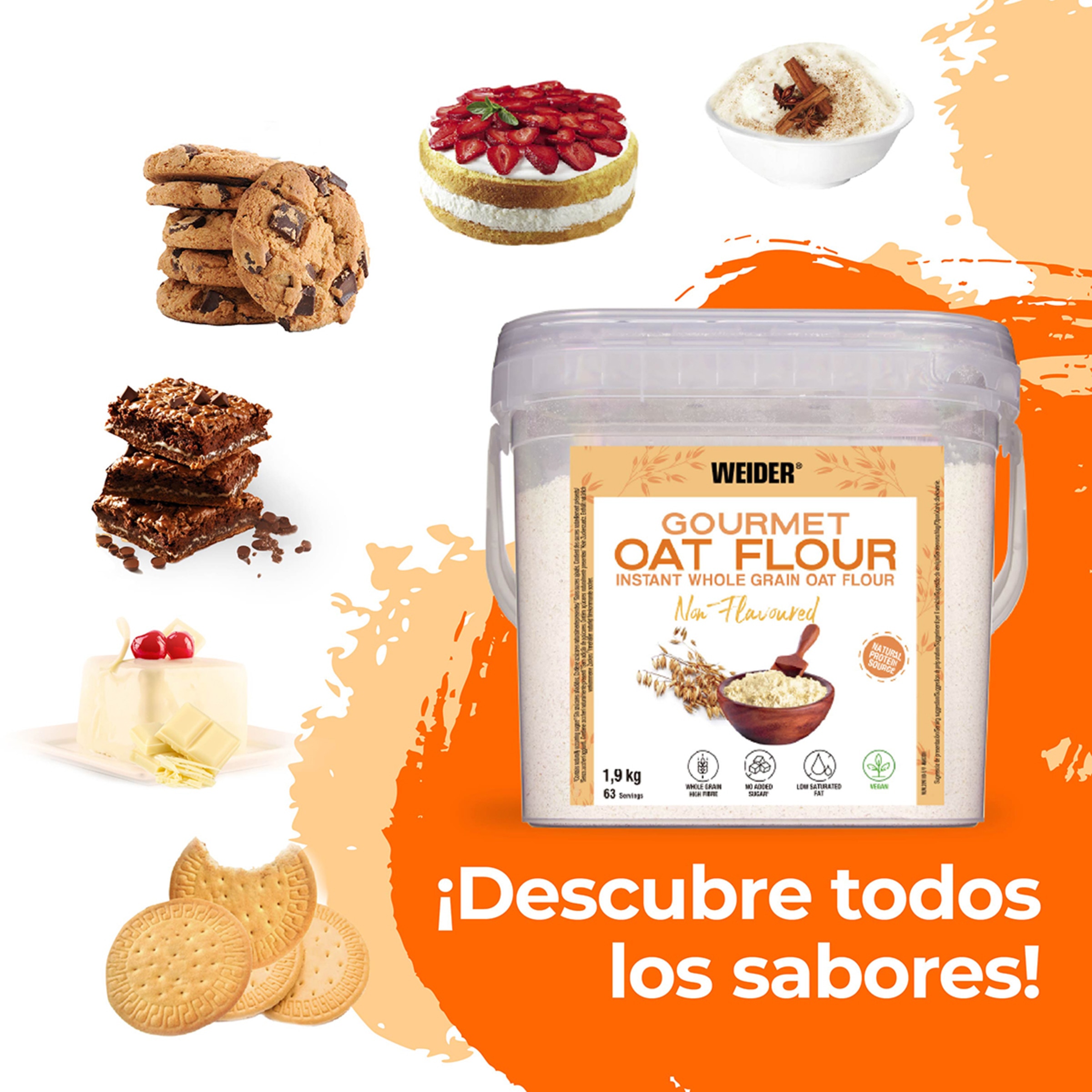Gourmet Oat Flour Sabor Tarte de Morango Weider 7