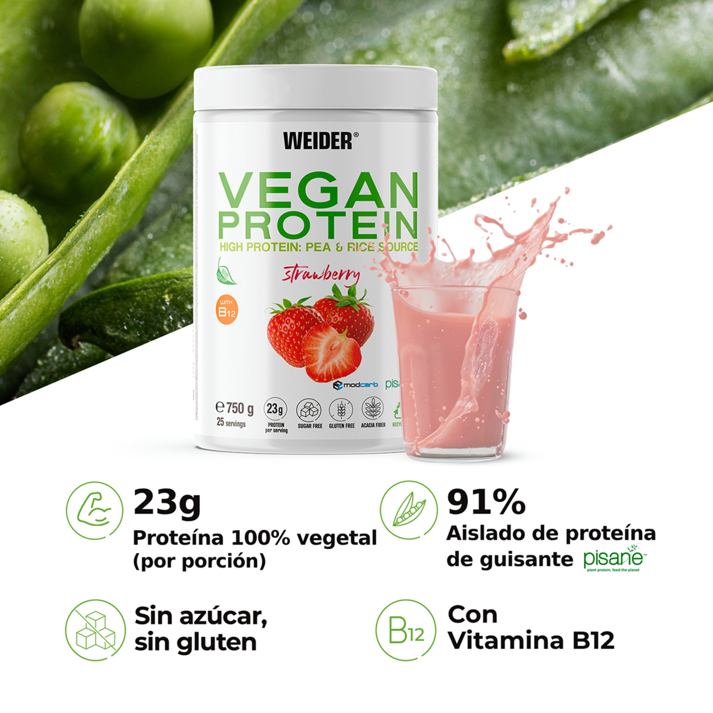 Vegan Protein Morango - 750 g 3