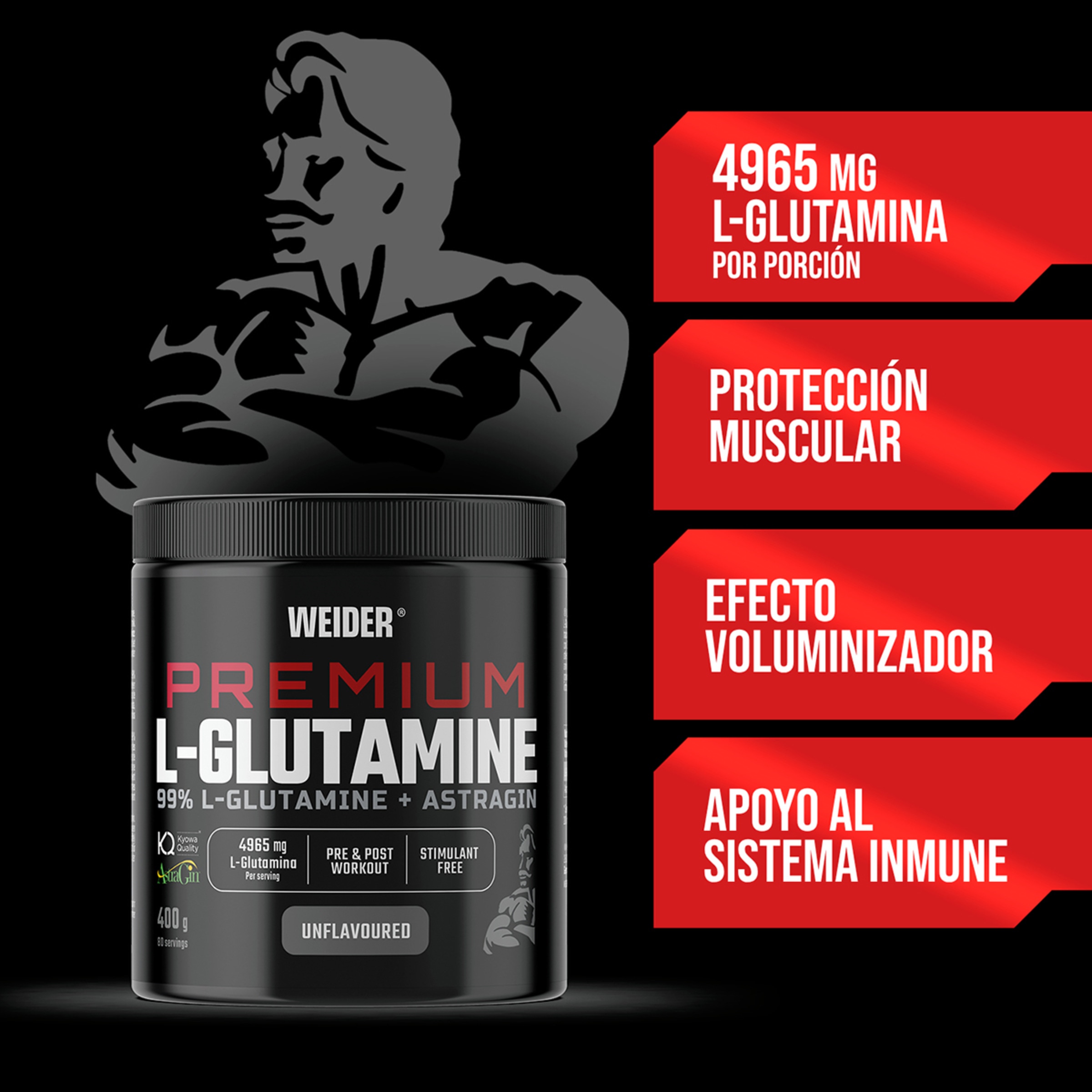 Premium L-Glutamina+Astragin 400G Weider 3