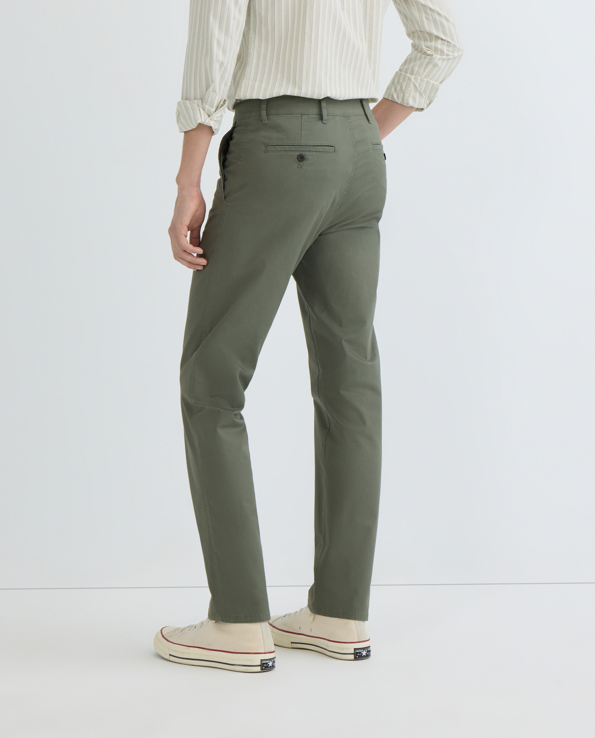 Calças Chino Casual, Original Chino, Slim Fit. Verde-claro-3