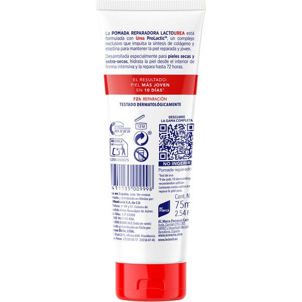 Lactourea pomada reparadora 72 h para piel seca y extra-seca para manos, pies y codos Rohr 75 ml absorción inmediata