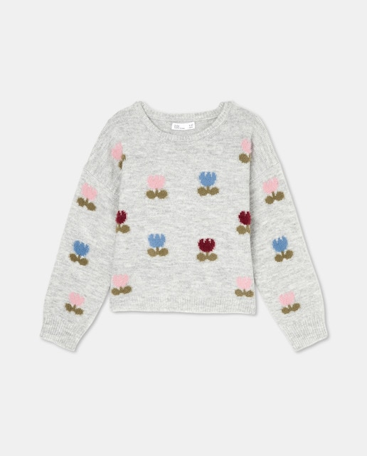 Imagem 0 de Camisola de Malha com Intársia e All Over Print de Fantasia com Pelo