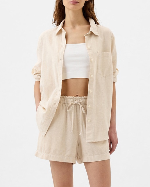 Imagen 0 de Short de mujer de lino con cintura elástica