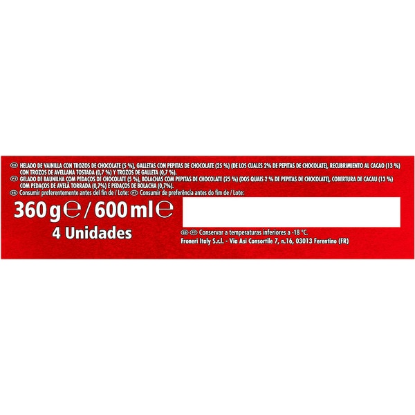 Cookie Sandwich mit Vanilleeis, Keks und Schokoladenstückchen 4 Stück Karton 600 ml
