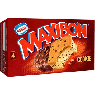 helado sándwich Cookie vainilla y trocitos de chocolate 4 unidades estuche 600 ml - Nestle Maxibon