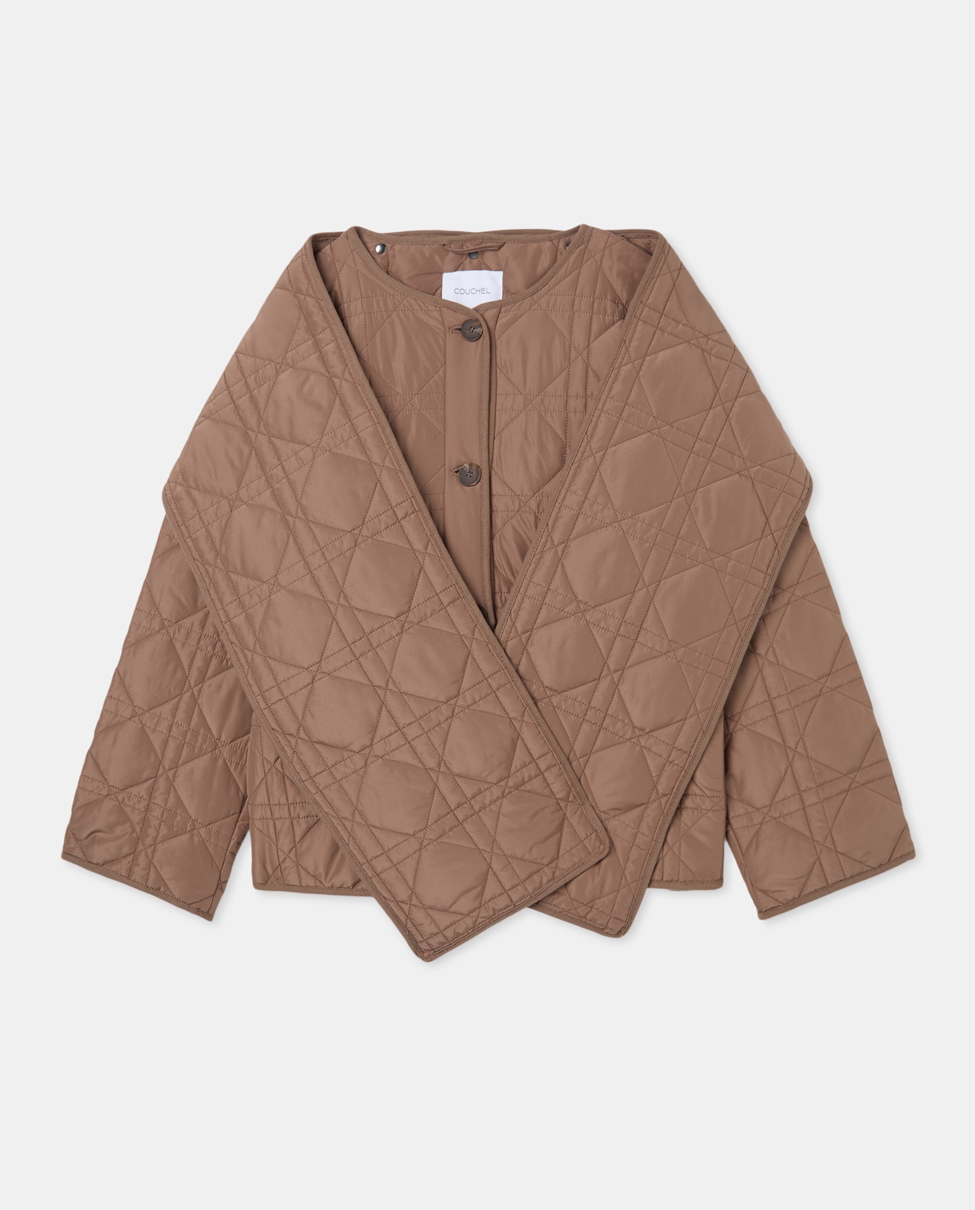 Parka Acolchoada com Cachecol Castanho-5