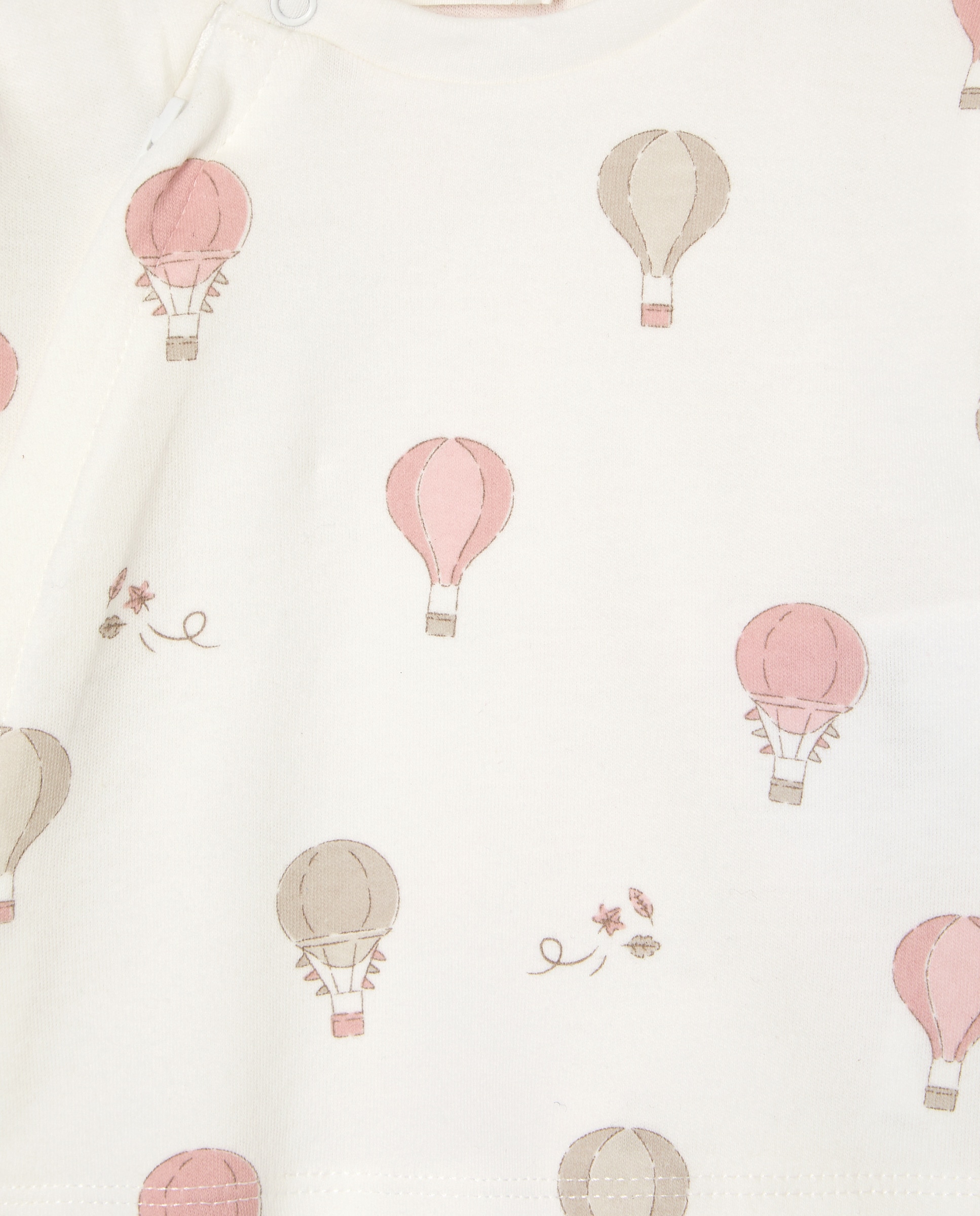 Pijama Comprido de Malha de Bebé com Estampado de Fantasia e Fecho de Correr Rosa-3