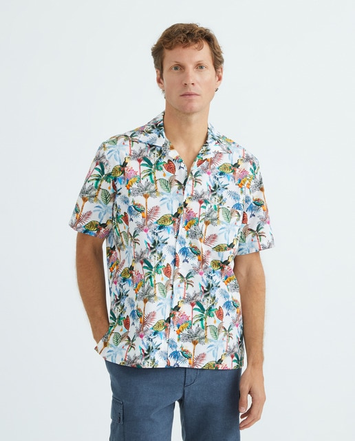 Imagem 0 de Camisa Havaiana Estampada com Manga Curta