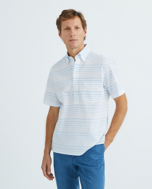 Imagem 0 de Camisa Tipo Polo de Manga Curta com Risca Horizontal