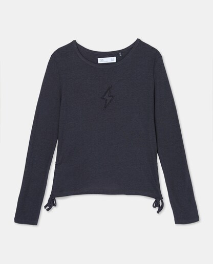 Imagen 0 de Camiseta manga larga de niña con frunces laterales