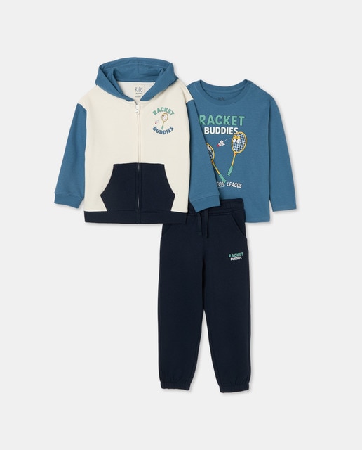 Imagen 0 de Conjunto largo de 3 piezas fantasía rayas de niño