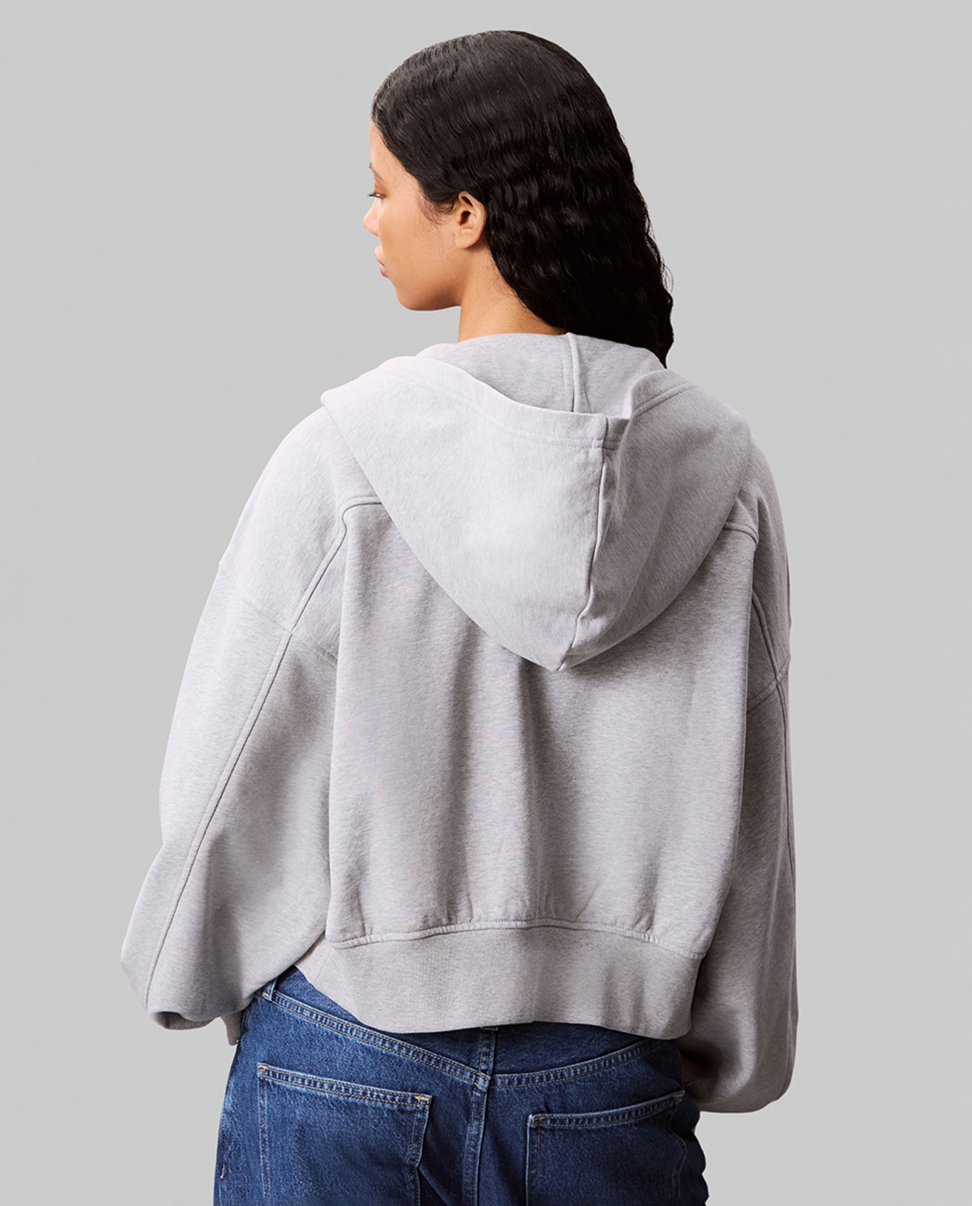 Sweatshirt com Capuz e Fecho de Correr Cinzento-2
