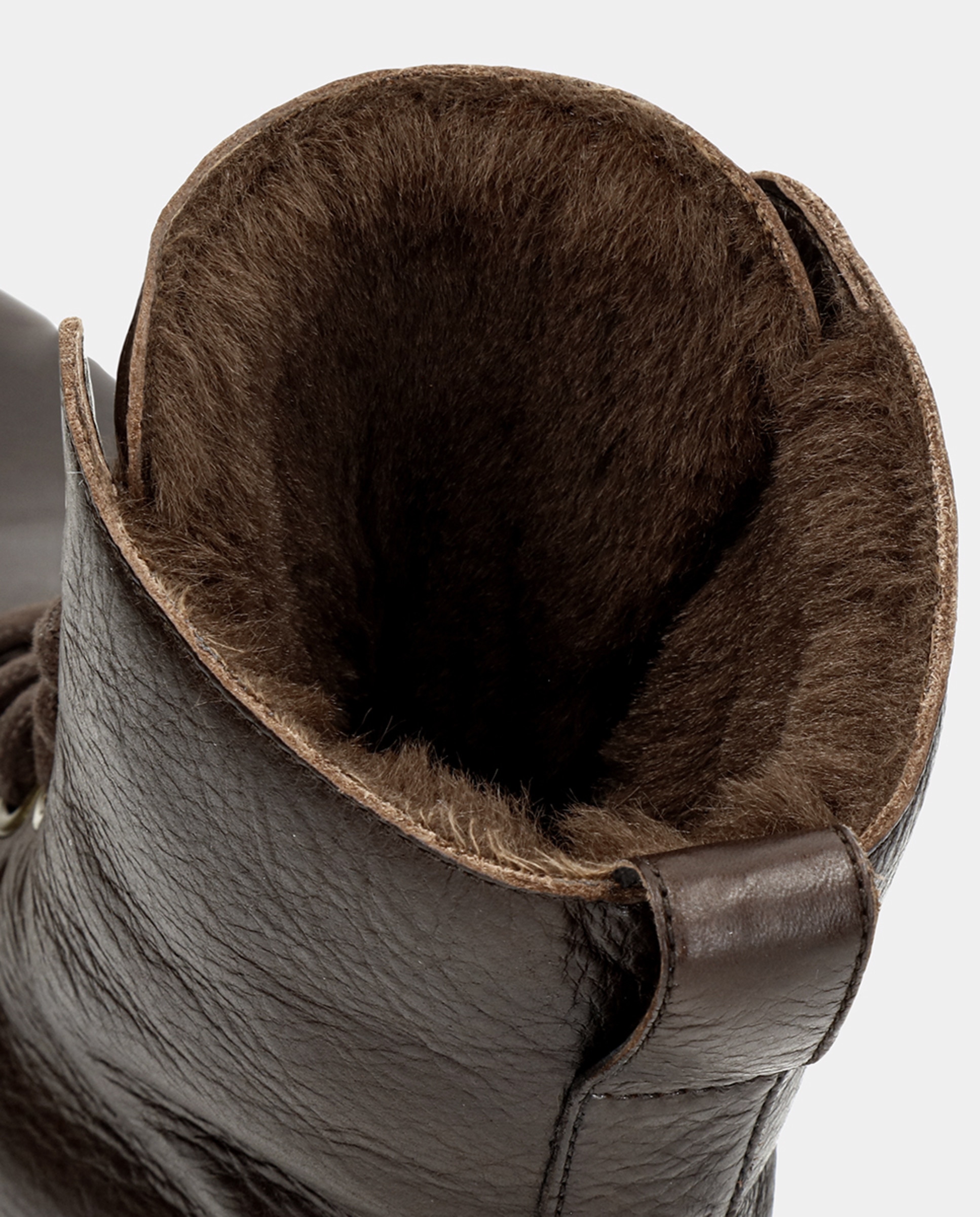 Botas em Pele e com Forro de Pelo Sintético Castanho-5