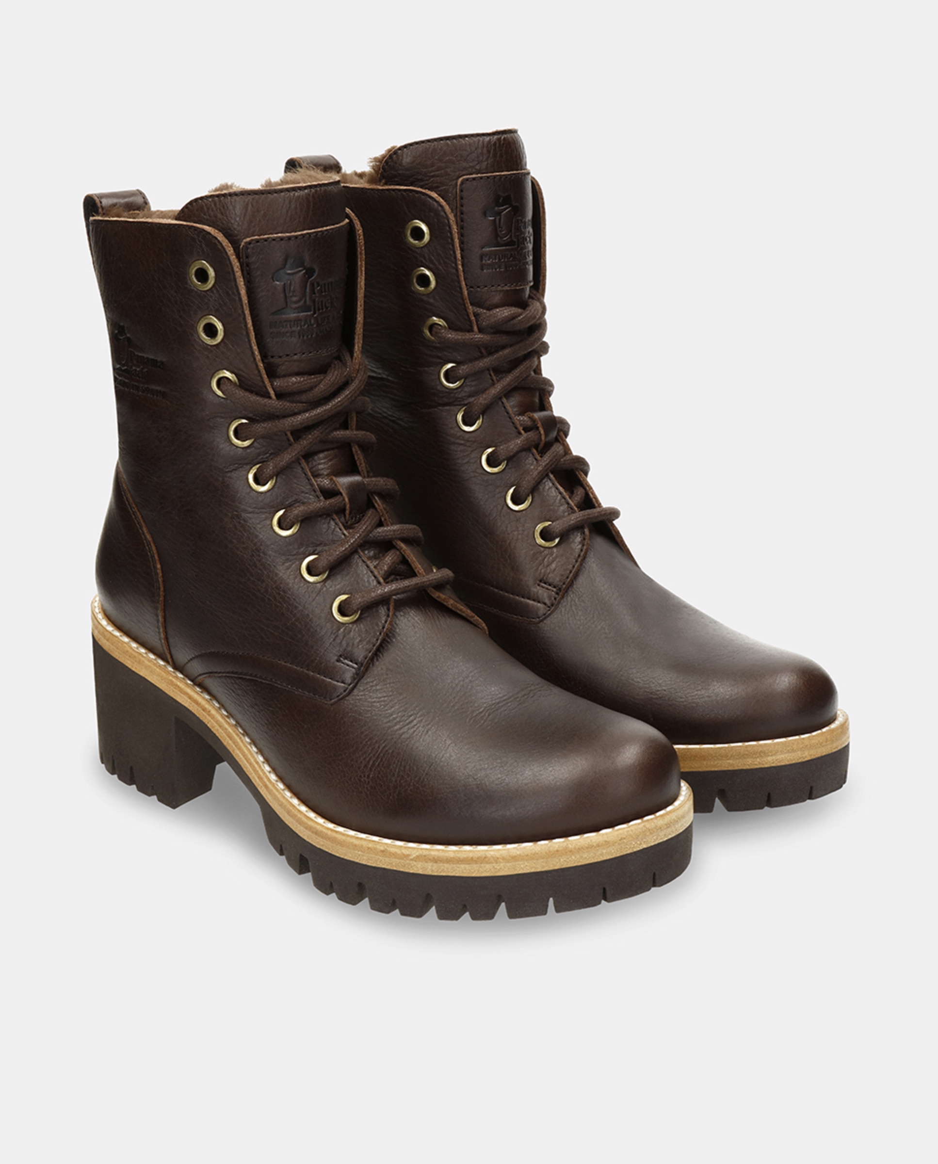 Botas em Pele e com Forro de Pelo Sintético Castanho-4