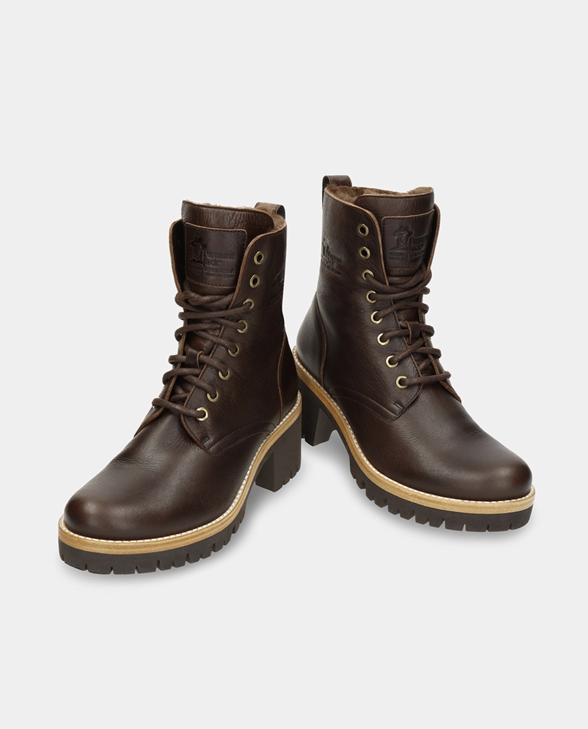 Botas em Pele e com Forro de Pelo Sintético Castanho-2