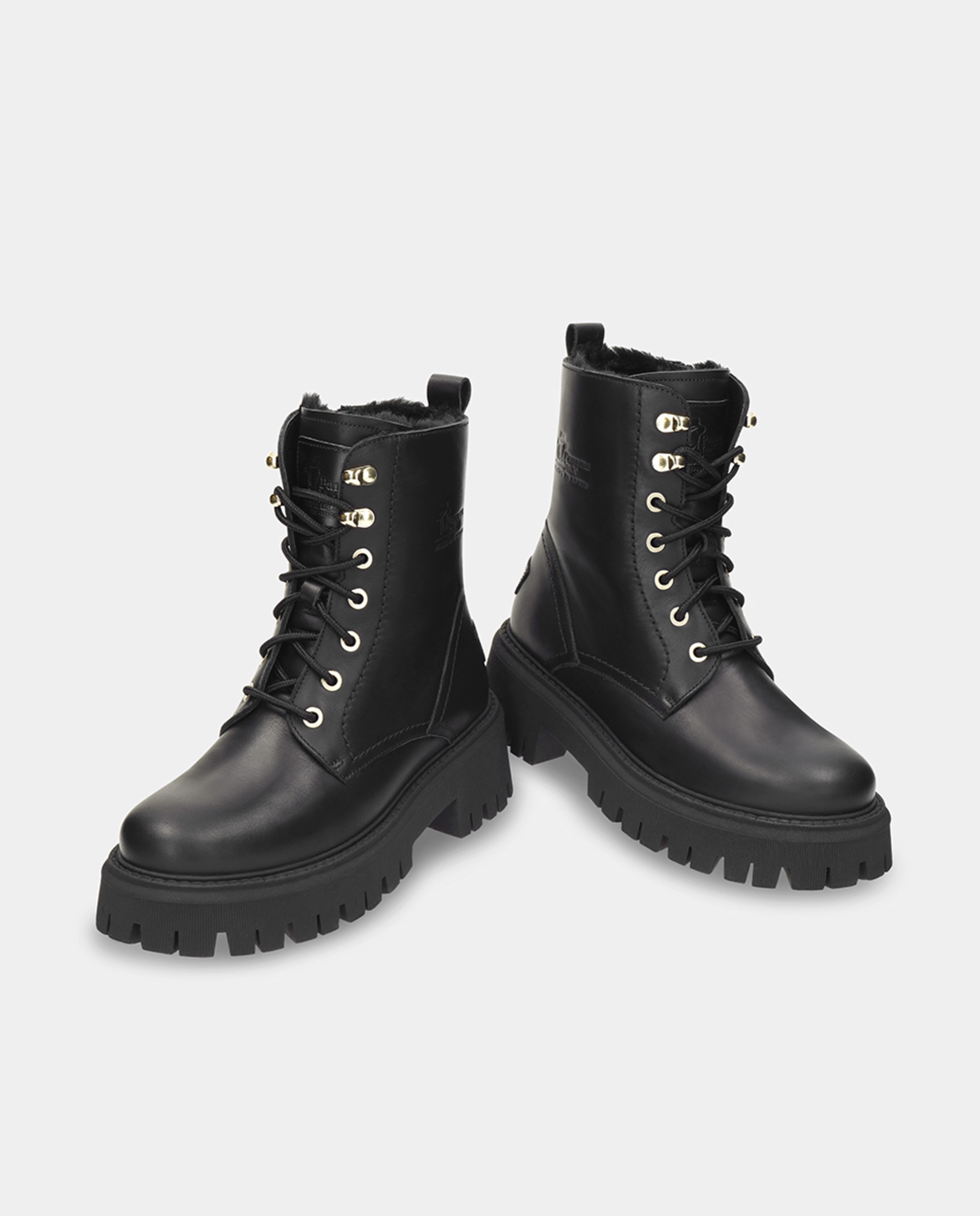 Botas em Pele e com Forro de Pelo Sintético Preto-2