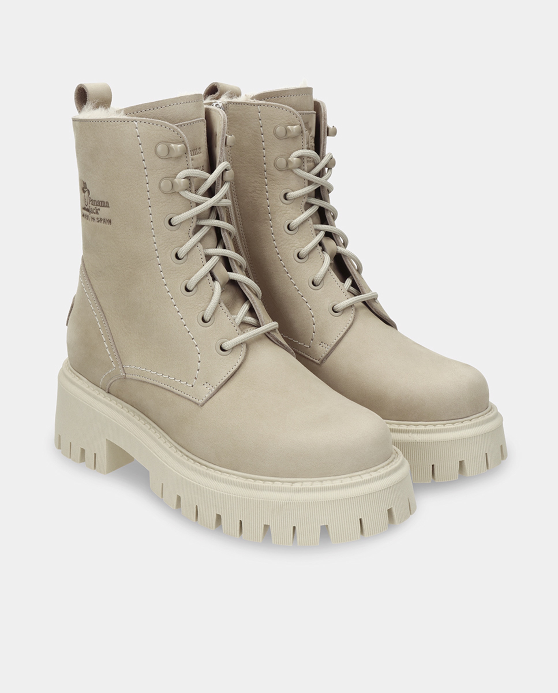 Botas em Pele e com Forro de Pelo Sintético Natural-4