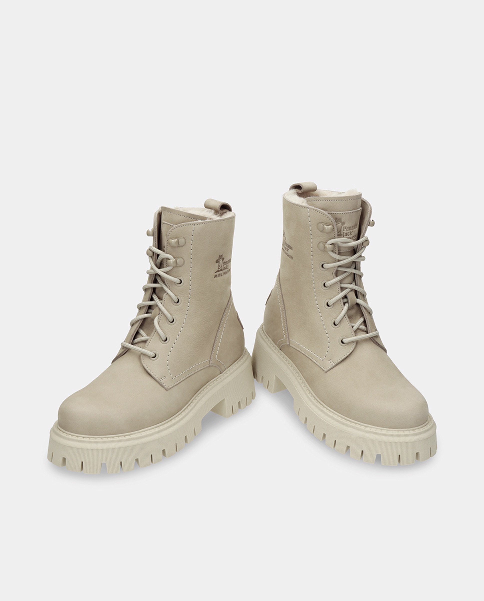 Botas em Pele e com Forro de Pelo Sintético Natural-2
