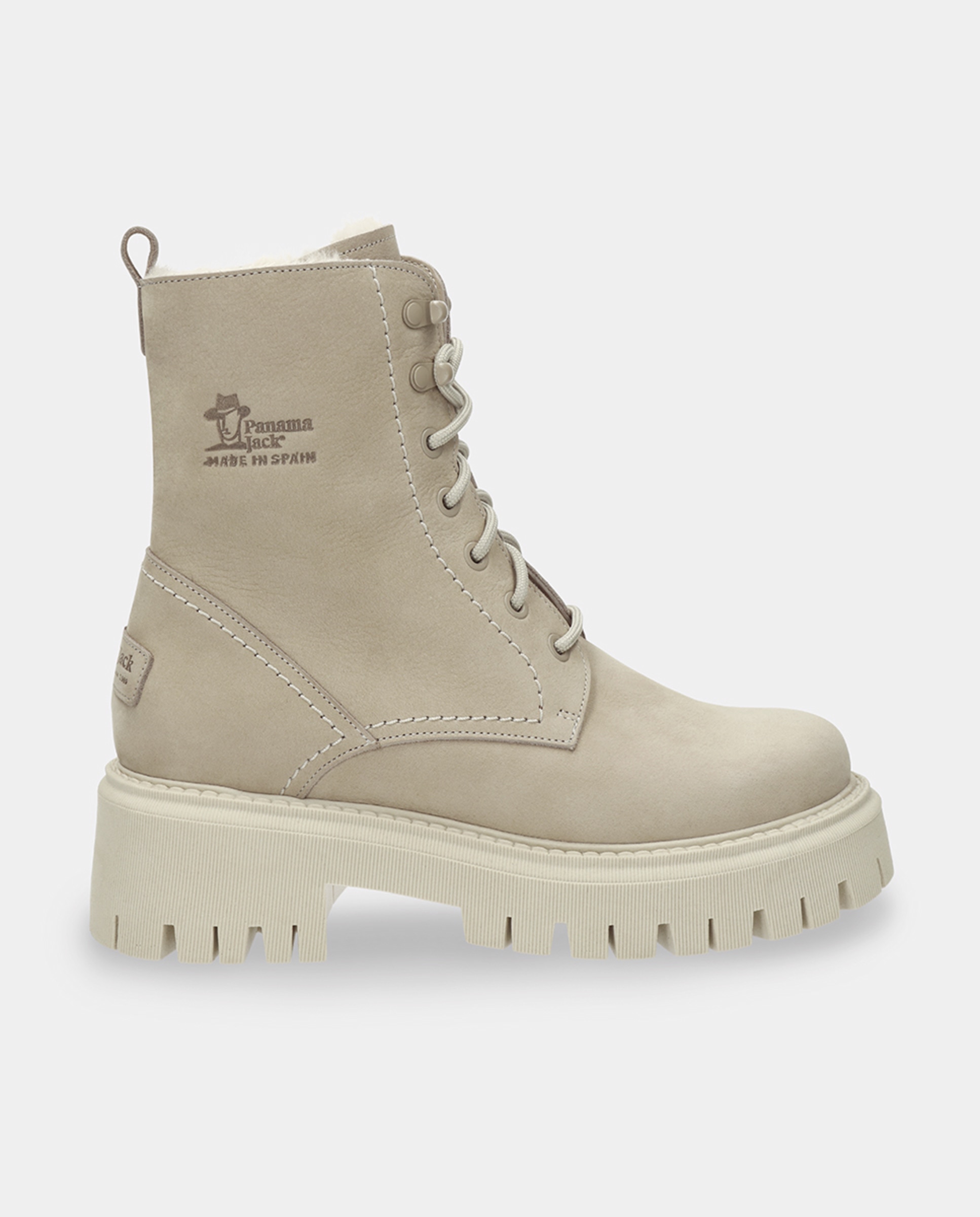 Botas em Pele e com Forro de Pelo Sintético Natural-1