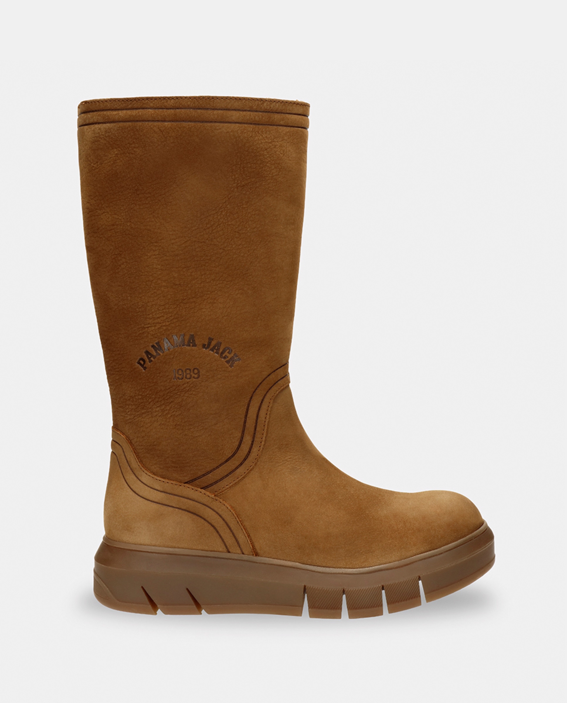Botas em Pele e com Forro de Pelo Sintético Castanho-1
